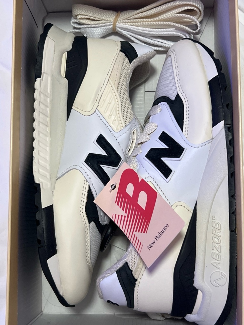 New Balance White and Black Classic 'N' Trainers